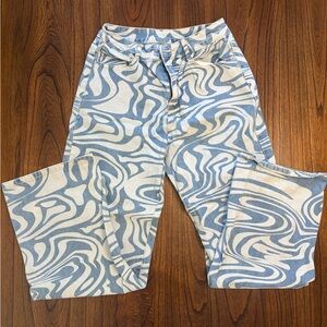 Womens Swirl Print Blue & White Jeans